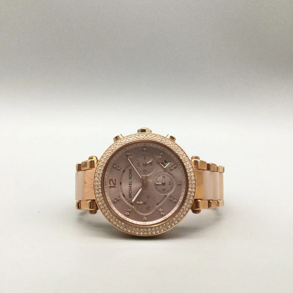 Michael Kors Parker Women Watch MK-5896 Rose Gold Tone BOX New Battery 7.25" - Picture 7 of 15